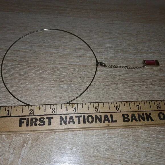 Silver Tone Pink Pendant Necklace & Stud Earrings Vintage Costume Jewelry #98 - Picture 7 of 7